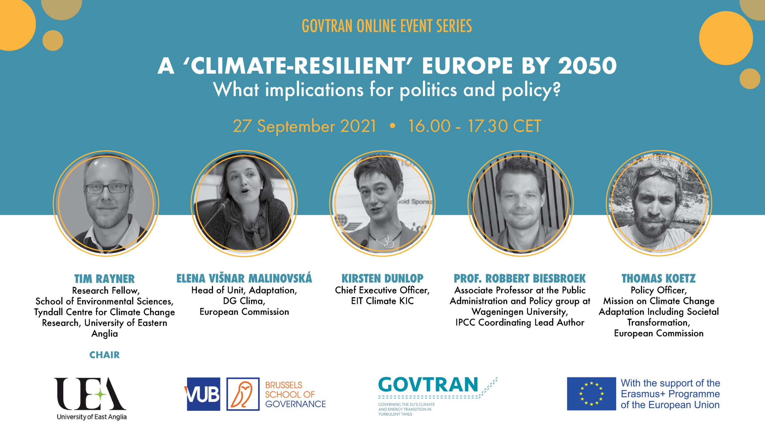 Video recording of A 'climate-resilient' Europe by 2050: what implications  for politics and policy? – GovTran